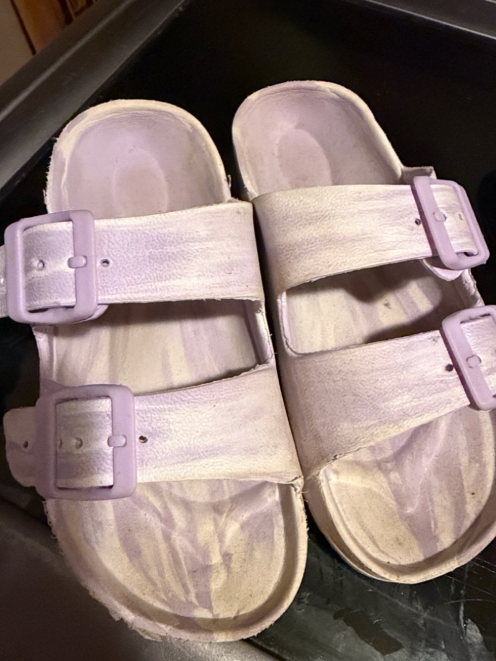 Kids Double-Buckle Slide Sandals - Pastel Purple